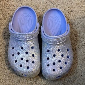 Sparkly Silver Purple Lilac Womens Clogs